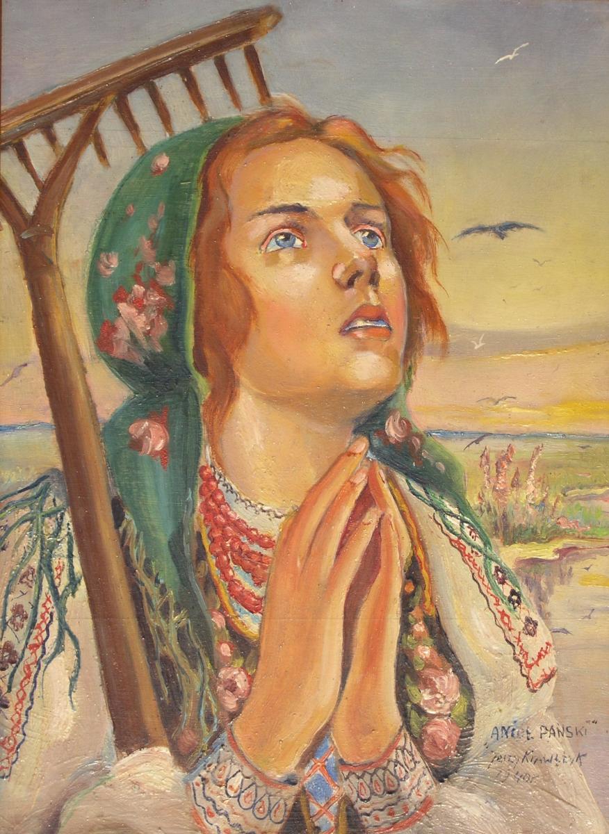 Jerzy KRAWCZYK,Anioł Pański, 1940, olej, sklejka, 41,5 x 30,5 cm - 2844_02KrawczykAniolPanski